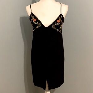 FOREVER 21 Y2K babydoll Button Front Embroidered slip Dress womens size S boho